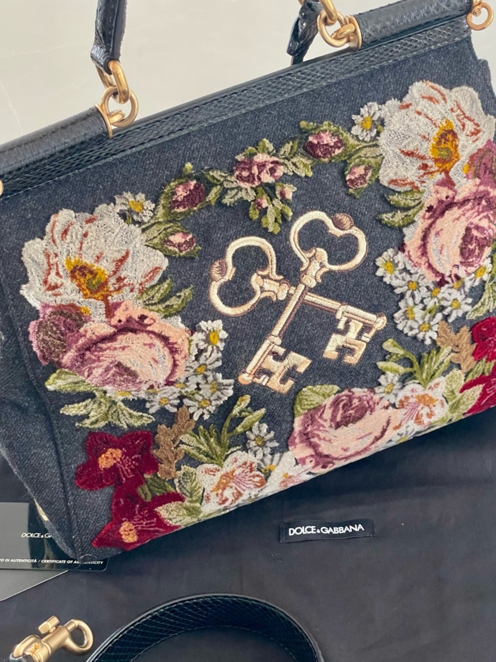 Dolce & Gabbana Rare Miss Sicily Floral Embroidered Shoulder Handbag Satchel - Picture 4 of 11